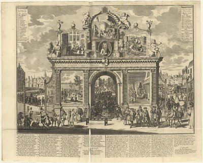 Esquemas de inversión: Arco conmemorativo erigido en el lugar de entierro de los accionistas arruinados, 1720 de Unbekannt