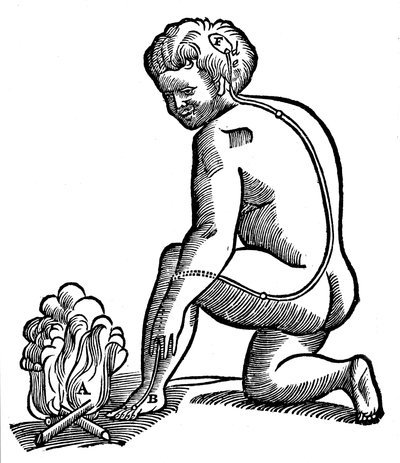 Movimiento involuntario, idea de Descartes de cómo los impulsos de las extremidades llegan al cerebro, 1692 de Unbekannt