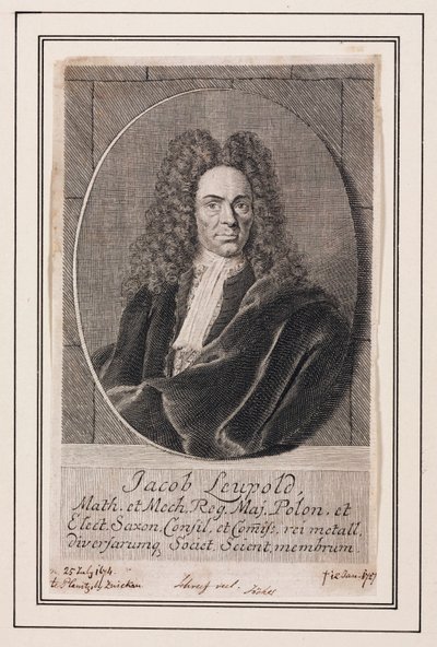 Jacob Leupold, físico e ingeniero mecánico alemán, c 1700 de Unbekannt