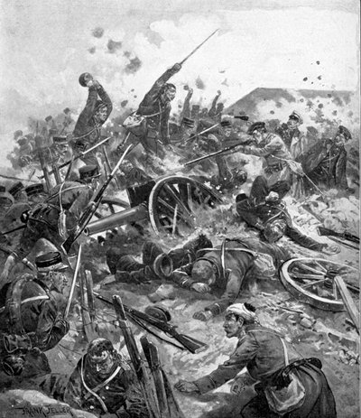 Tropas japonesas asaltando el fuerte ruso, Guerra Ruso-Japonesa, 1904-5 de Unbekannt