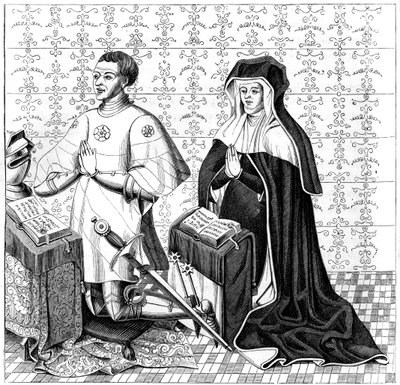 Jean Jouvenel des Ursins y su esposa, Michelle de Vitry, rezando, siglo XIV o XV, 1849 de Unbekannt