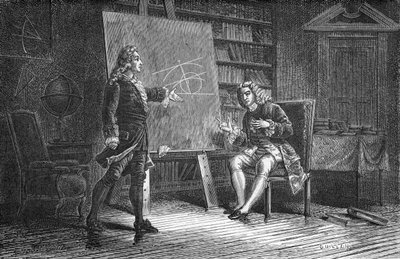 Jean y Jacques Bernoulli trabajando en problemas geométricos, siglo XVIII, 1874 de Unbekannt