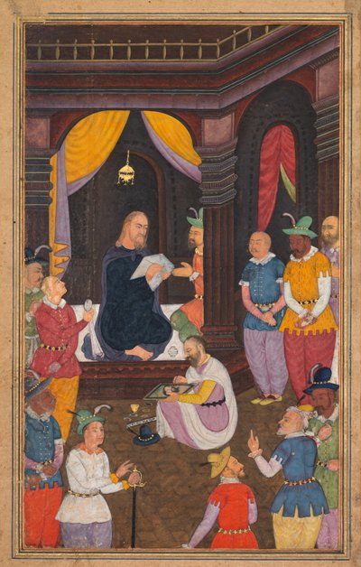 Jesús siendo retratado por el pintor del Rey Abgar, de un Mirat al-quds..., 1602-1604 de Unbekannt