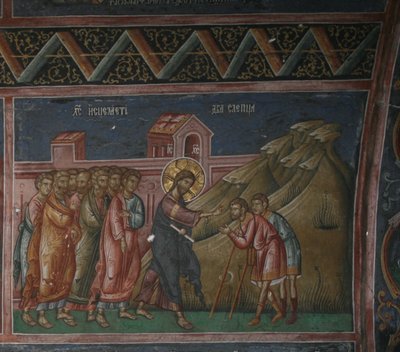 Jesús sanando a dos ciegos, siglo XIV de Unbekannt