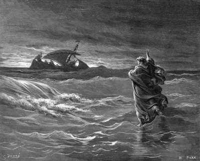 Jesús caminando sobre el agua, 1866 de Unbekannt