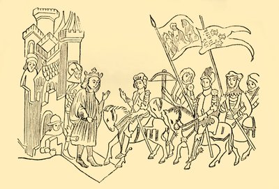 Juana de Arco llega a la corte del rey francés, c1930 de Unbekannt