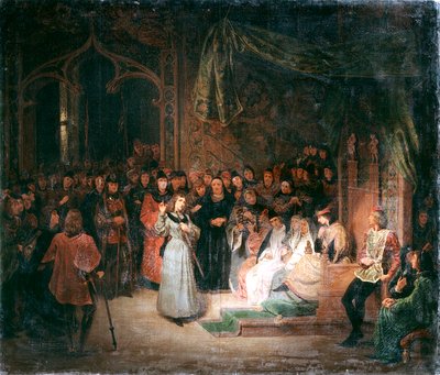 Juana de Arco ante el rey Carlos VII en Chinon, febrero de 1429, c1811-1858 de Unbekannt