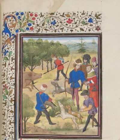 Juan II Comneno, emperador bizantino en la caza. Miniatura de la Historia de Guillermo de Tiro, 1460s de Unbekannt