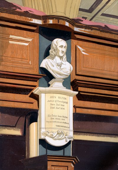 Monumento a John Milton, Iglesia de St Giles, Cripplegate, Londres, c. 1850 de Unbekannt