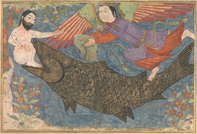 Jonás y la ballena, folio de un Jami al-Tavarikh Compendio de Crónicas, ca. 1400 de Unbekannt