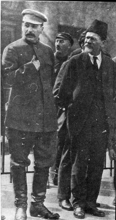 Josef Stalin y Mikhail Kalinin, líderes soviéticos, 1930s de Unbekannt