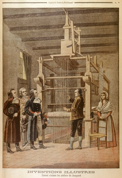 Joseph Marie Jacquard mostrando su telar a Lazare Carnot, Lyon, Francia, 1801 de Unbekannt