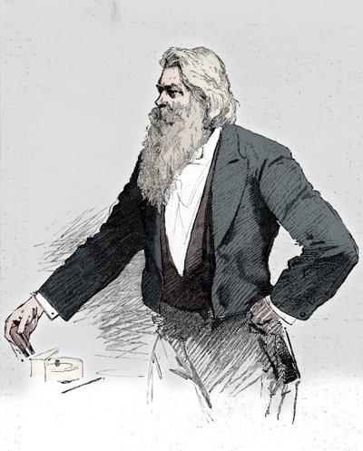 Joseph Wilson Swan, físico y químico británico, demostrando el electromagnetismo, 1889 de Unbekannt
