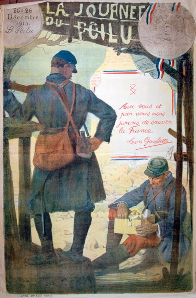 Journée du Poilu 25 et 26 Décembre 1915, cartel francés de la Primera Guerra Mundial, 1915 de Unbekannt