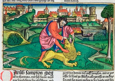 Jueces 14:5-9: Sansón matando al león de Unbekannt