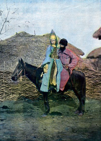Pareja Kabardin en un viaje, c1890 de Unbekannt