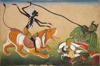 Kali atacando a Nisumbha, c. 1740 de Unbekannt