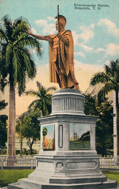 Estatua de Kamehameha, Honolulu, Hawái, c1920 de Unbekannt
