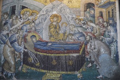 Kariye Camii (Iglesia de San Salvador en Chora) fresco: Dormición (muerte de María), Estambul, Turquía de Unbekannt