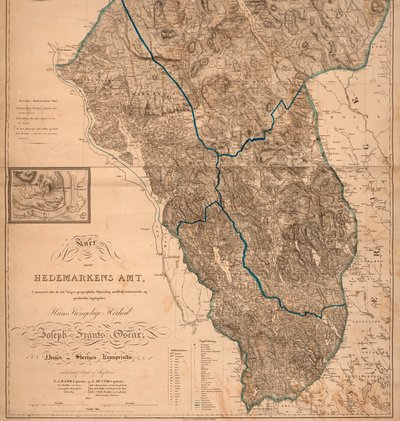 Mapa del condado de Hedmark (incl. Skreya y Helg-Öen) de Unbekannt