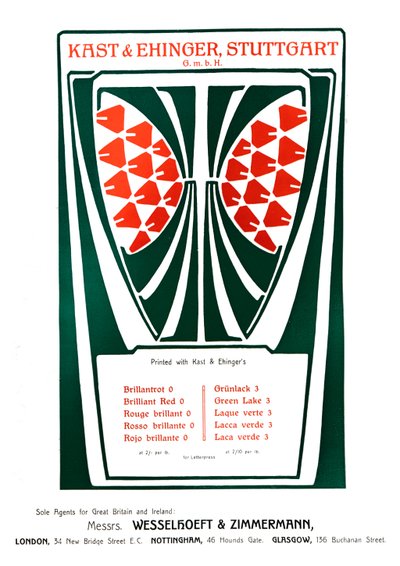 Anuncio de Kast & Ehinger, Stuttgart, 1909 de Unbekannt