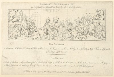 Clave con lista de intérpretes y audiencia para: La ópera de los mendigos, 1 de julio de 1790 de Unbekannt