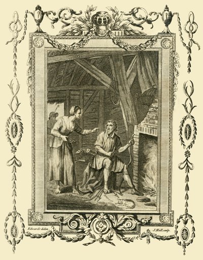 El rey Alfredo disfrazado reprendido por la esposa del pastor por dejar quemar los pasteles, c878, 1783 de Unbekannt