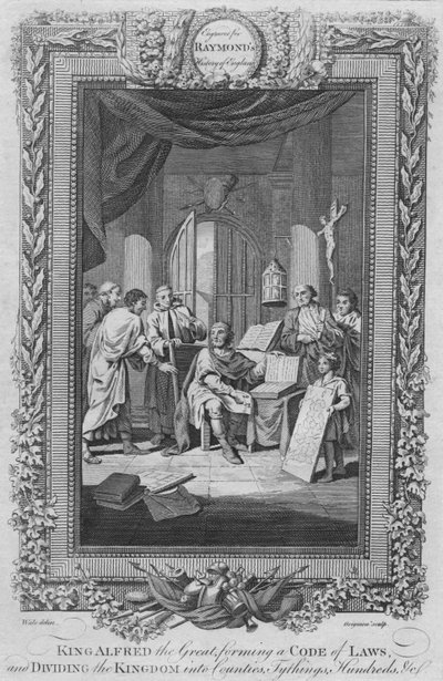 El Rey Alfredo el Grande, formando un Código de Leyes y dividiendo el Reino en Condados, c1787 de Unbekannt