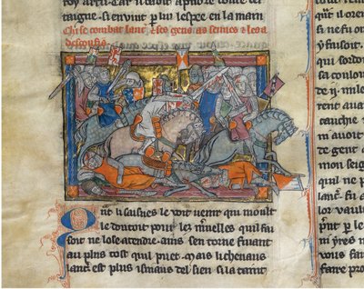 El Rey Arturo luchando contra los sajones del Grial de Rochefoucauld de Unbekannt