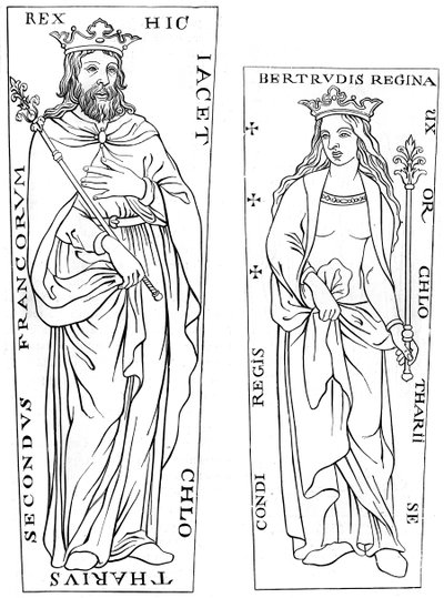 Rey Clotario II 584-629 y Bertude 575-604, siglo XII de Unbekannt