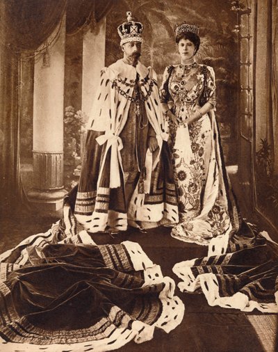 Rey Jorge V y Reina María coronados y vestidos para el Durbar de Delhi, 1911 1935 de Unbekannt