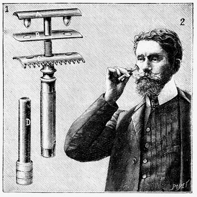 La maquinilla de afeitar de seguridad de King Gillette con hoja reemplazable, 1905 de Unbekannt