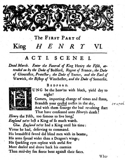 Rey Enrique VI. Acto 1. Escena 1 de Unbekannt