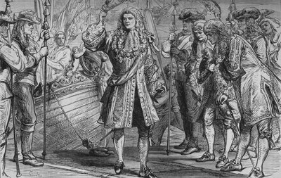 El Rey Jacobo II desembarcando en Kinsale, 12 de marzo de 1689, c1880 de Unbekannt