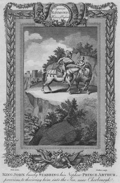 El rey Juan apuñalando vilmente a su sobrino el príncipe Arturo, antes de arrojarlo al mar, c. 1787 de Unbekannt