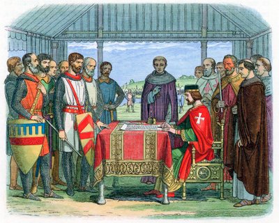 El Rey Juan firmando la Carta Magna en Runnymede, Surrey, 15 de junio de 1215, 1864 de Unbekannt