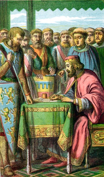 El rey Juan firmando la Carta Magna en Runnymede, Surrey, 15 de junio de 1215 c1860 de Unbekannt