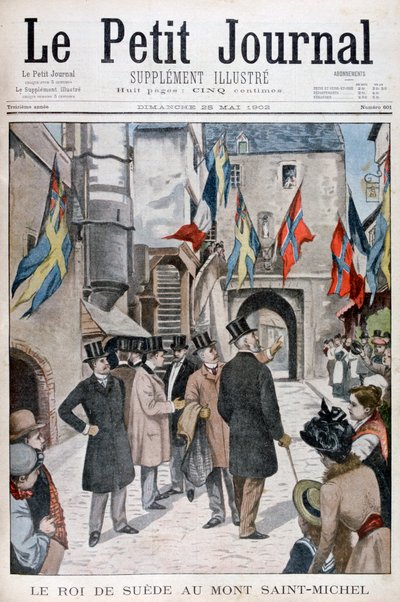 El rey Oscar II de Suecia visitando Mont Saint-Michel, Normandía, Francia, 1902 de Unbekannt