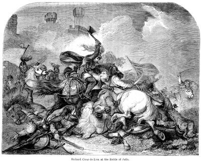 Rey Ricardo I 1157-1199 en la Batalla de Jaffa, 1192 de Unbekannt