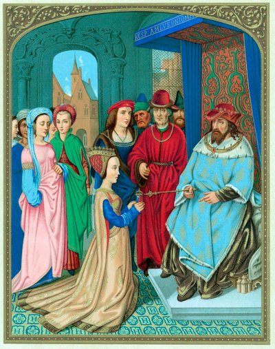 El Rey Salomón dando la bienvenida a la Reina de Saba de Unbekannt