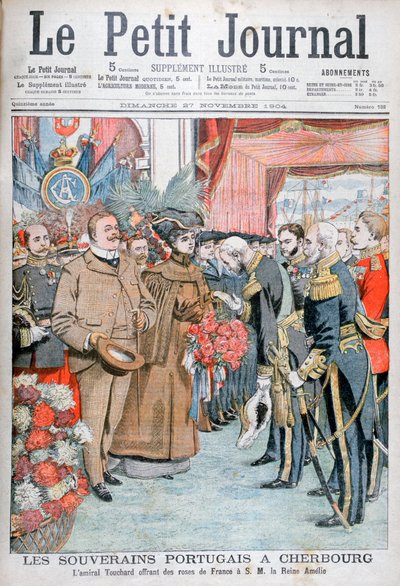 Rey y Reina de Portugal, presentados con flores por el Almirante Touchard, 1904 de Unbekannt
