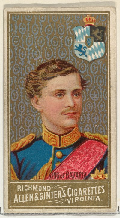 Rey de Baviera, de la serie Soberanos del Mundo N34 para Allen & Ginter Cigarettes, 1889 de Unbekannt