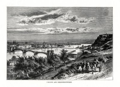 Koblenz y Festung Ehrenbreitstein, Alemania, 1879 de Unbekannt