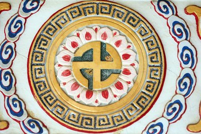 Monasterio Kong Meng San Phor Kark See. Símbolo budista: svástica, 20160819, Singapur, Singapur de Unbekannt
