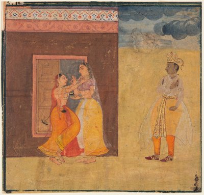 Krishna Abhisarika Nayika, de un manuscrito de Rasikapriya, c. 1615-25 de Unbekannt