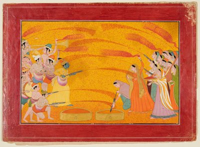 Krishna celebra Holi, c. 1770 de Unbekannt