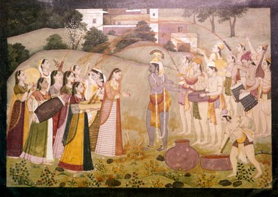 Krishna celebrando el Festival de Primavera de Holi, c1770-1780 de Unbekannt