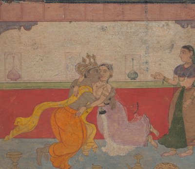 Krishna Besa a Radha: Página del Breviario de los Amantes de Boston Rasikapriya de Unbekannt