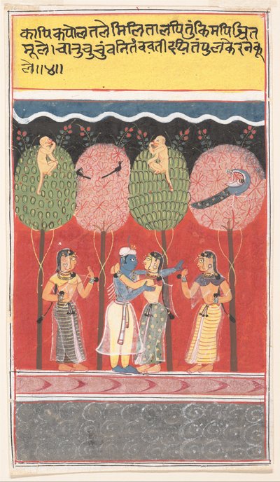 Krishna se divierte con las Gopis... de un Gita Govinda disperso, Canción de los pastores de Unbekannt