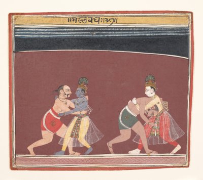 Krishna y Balarama luchan contra los luchadores del malvado rey Kamsa de Unbekannt